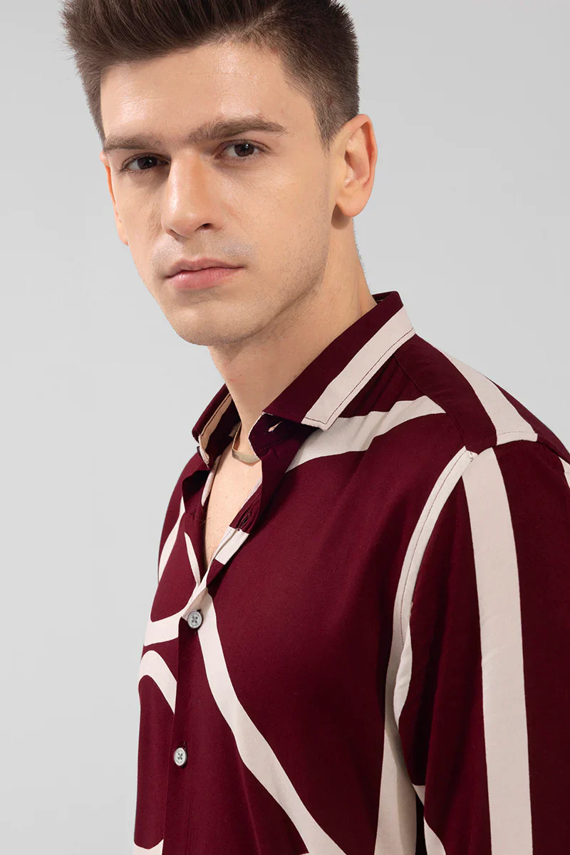ABSTRACT CIRCLE MAROON SHIRT - Image 4