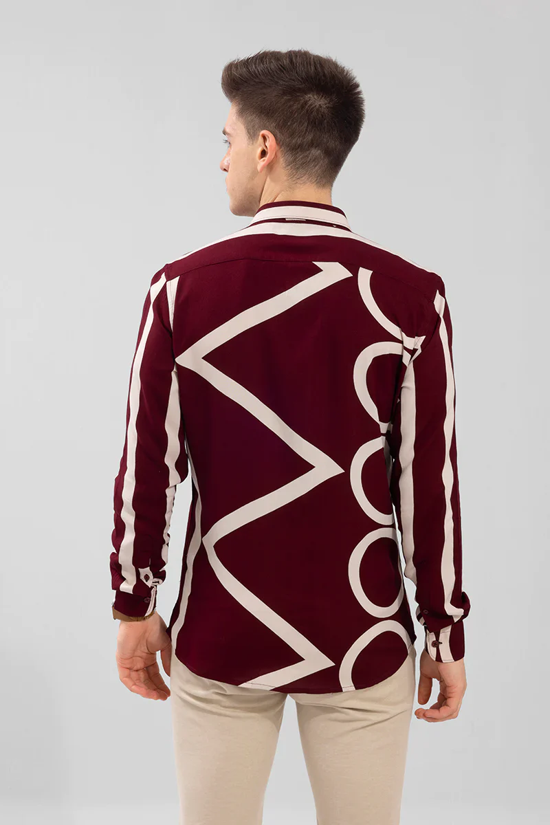 ABSTRACT CIRCLE MAROON SHIRT - Image 6