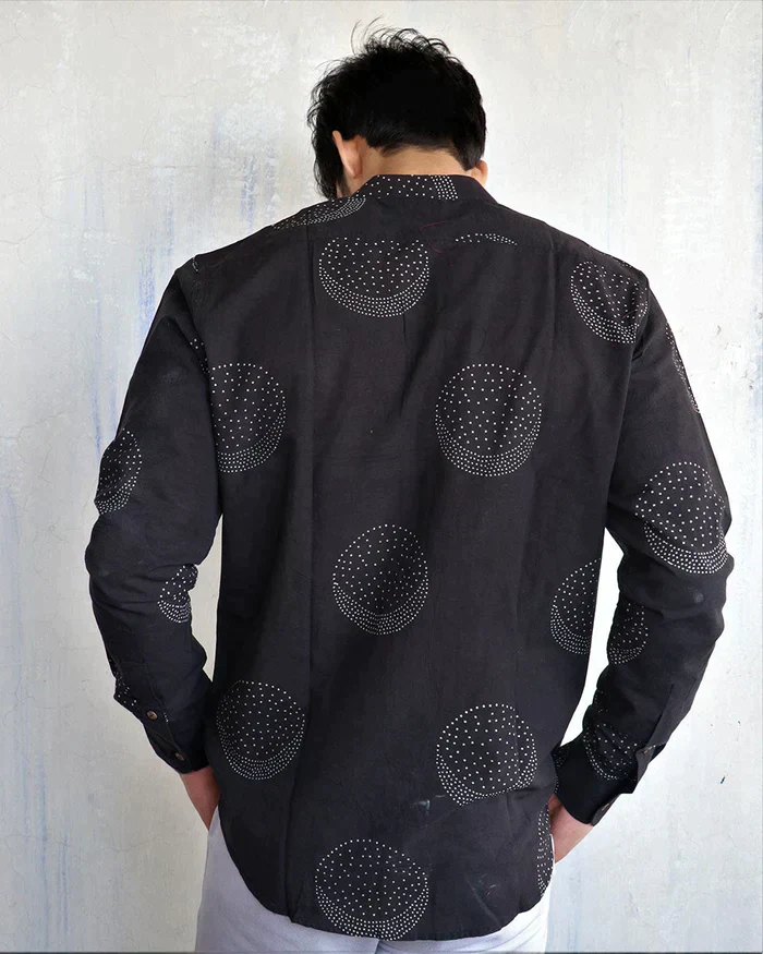 BLACK MOON BLOCK-PRINTED MEN'S SHIRT - Image 4