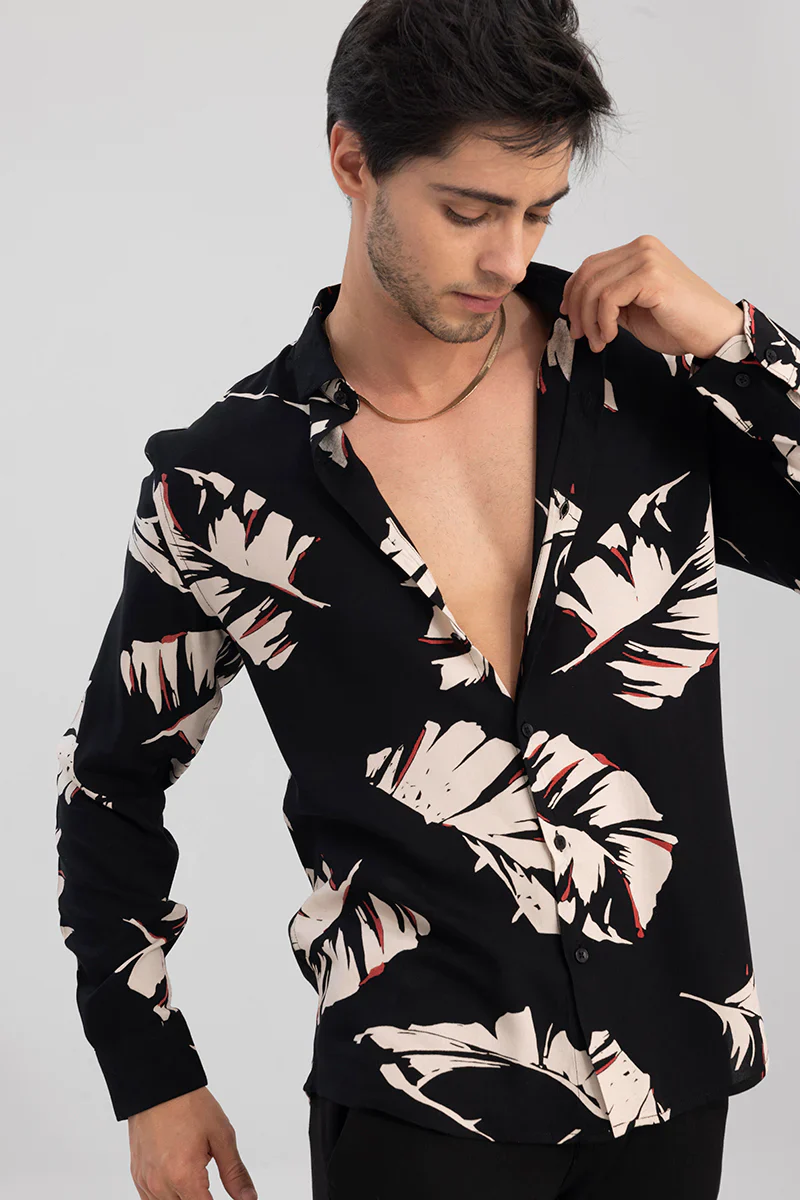CUT LEAF BLACK SHIRT - Image 2
