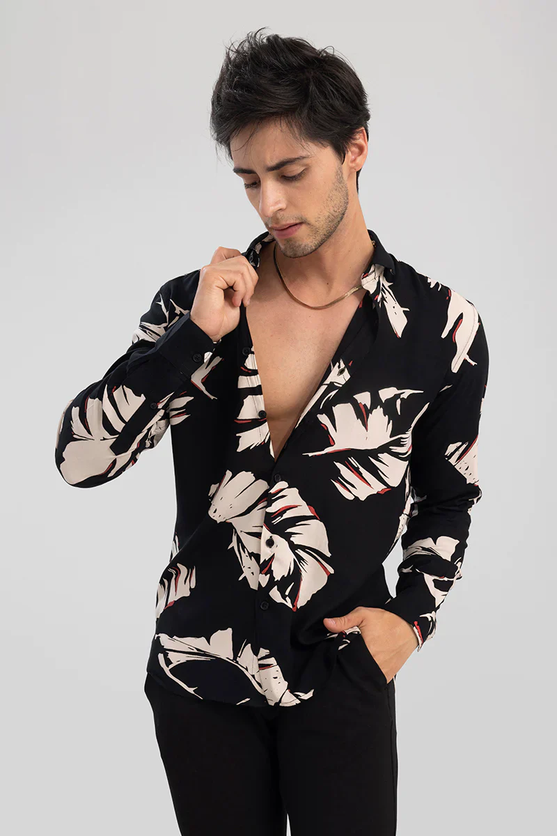 CUT LEAF BLACK SHIRT - Image 3