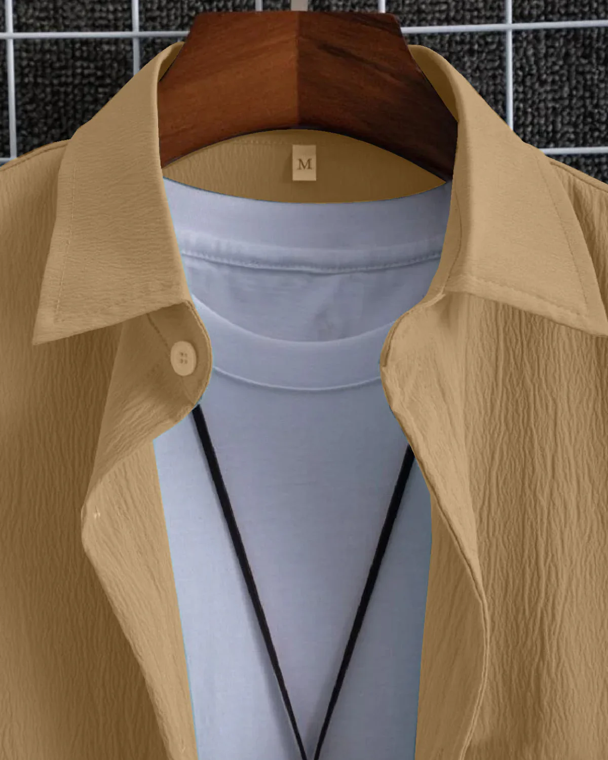 Exquisite Beige Seersucker Half Sleeve Shirt - Image 3