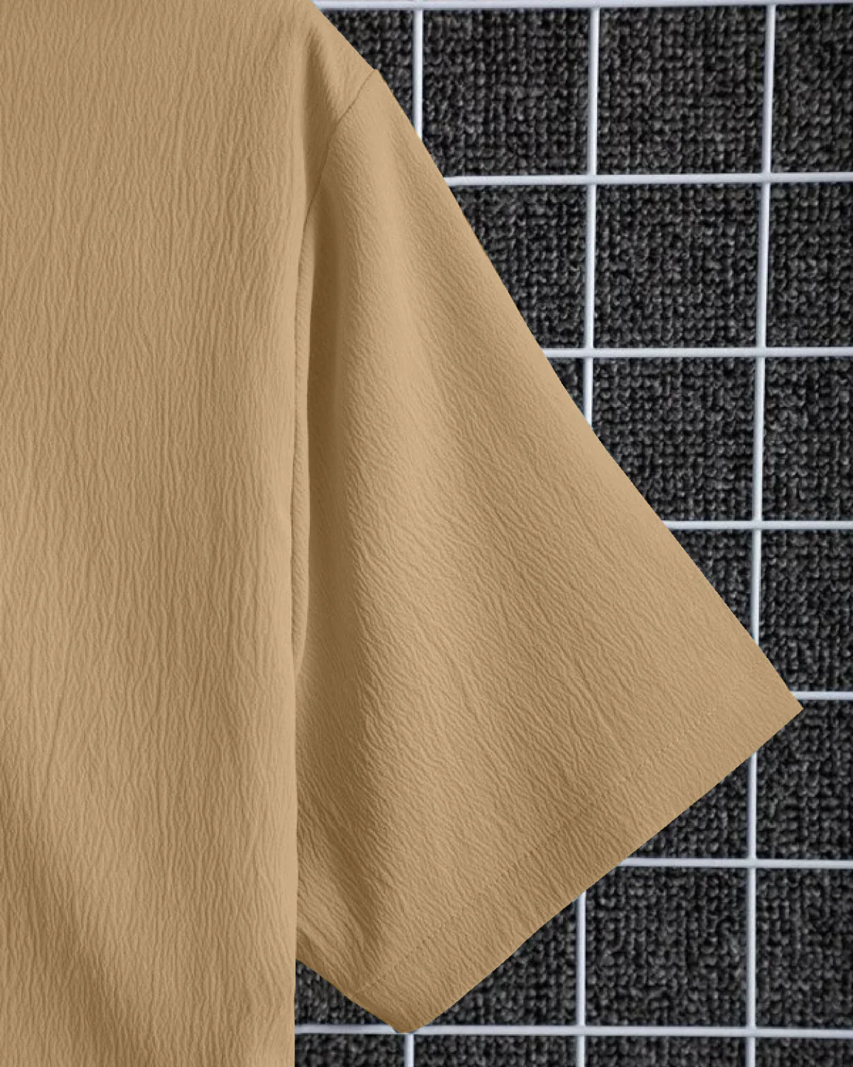 Exquisite Beige Seersucker Half Sleeve Shirt - Image 4