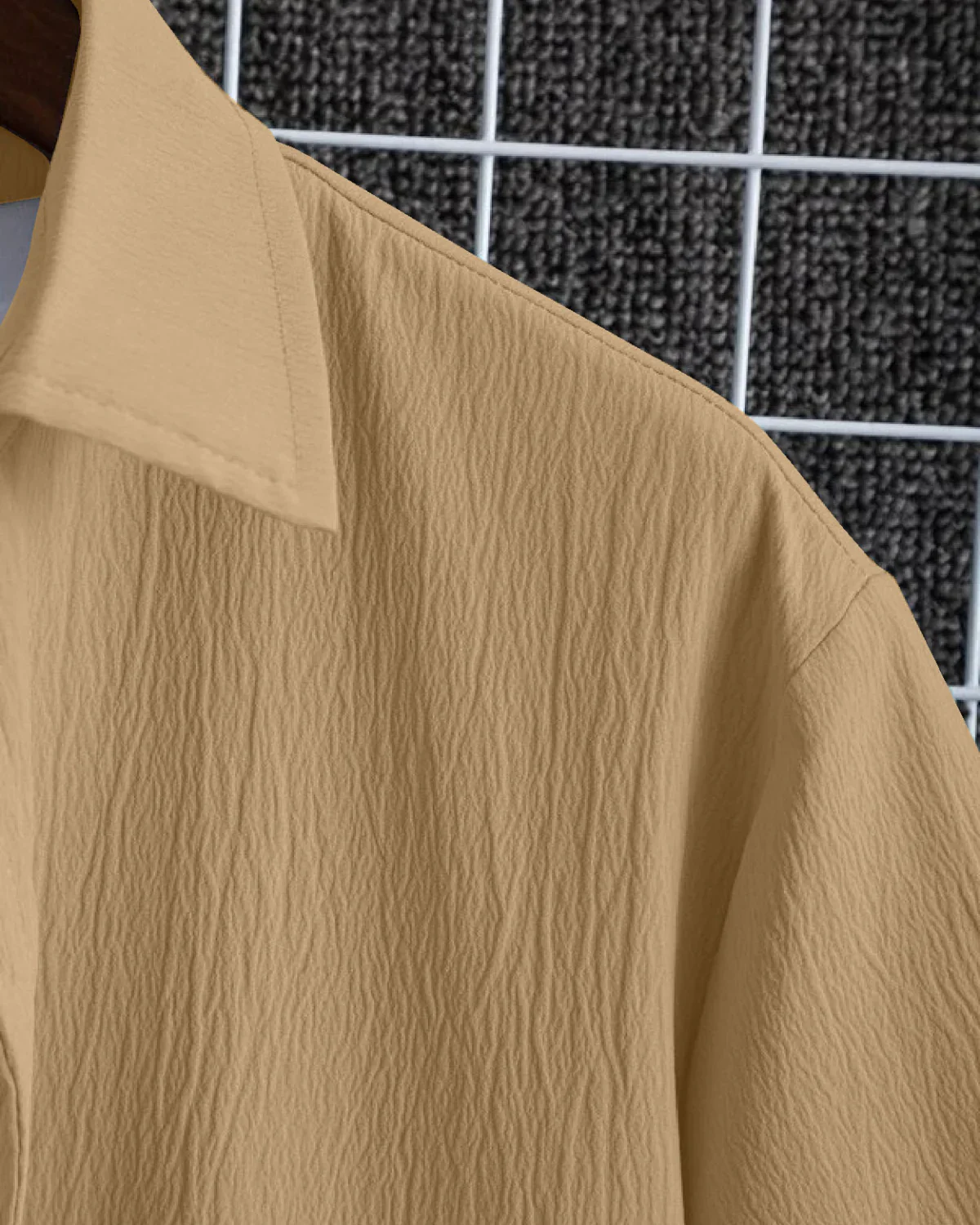 Exquisite Beige Seersucker Half Sleeve Shirt - Image 5