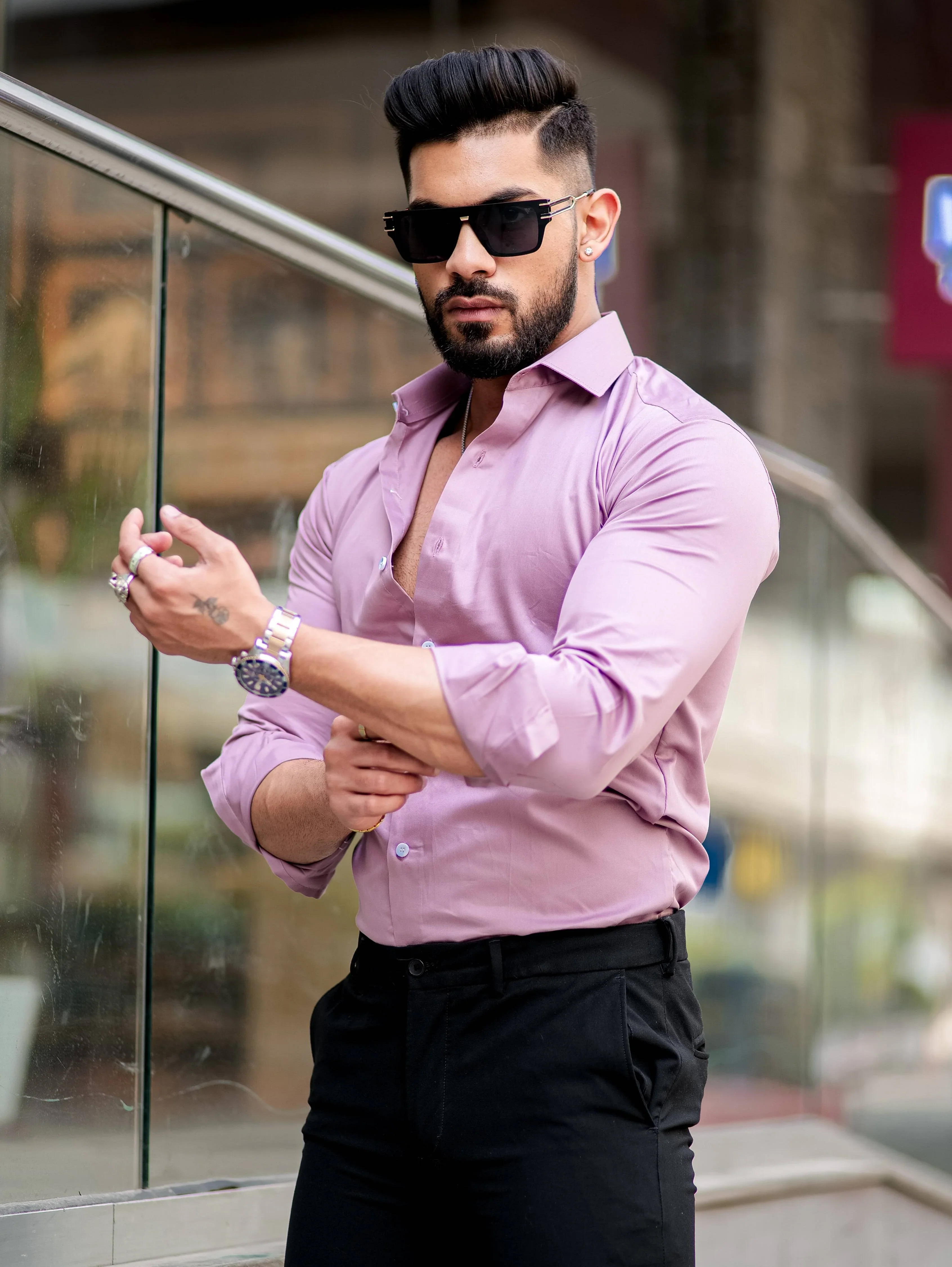 FORMY MOUNTBATTEN PINK LUXURY FORMAL SATIN COTTON SHIRT FOR MEN'S - Image 2