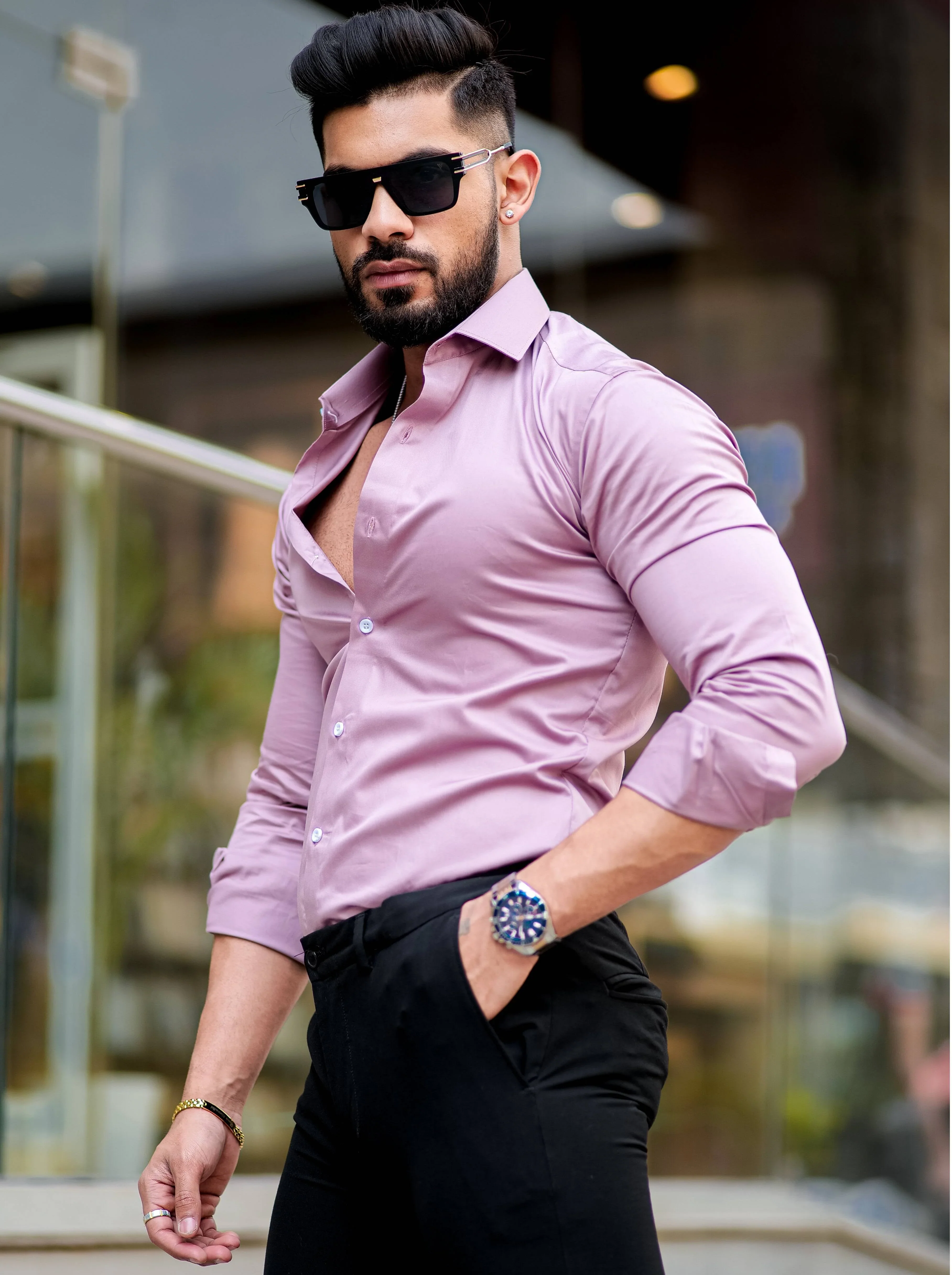 FORMY MOUNTBATTEN PINK LUXURY FORMAL SATIN COTTON SHIRT FOR MEN'S - Image 4