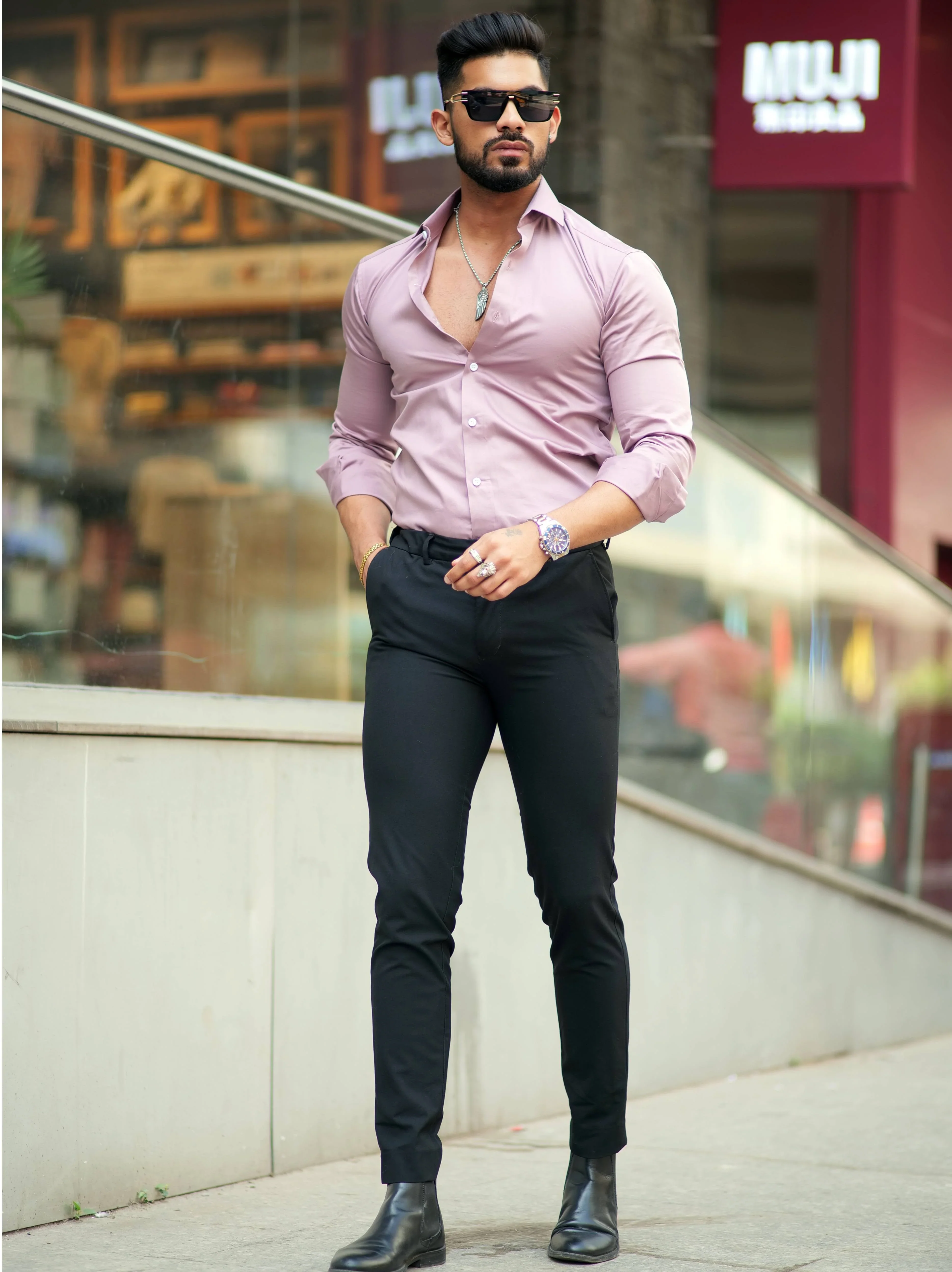 FORMY MOUNTBATTEN PINK LUXURY FORMAL SATIN COTTON SHIRT FOR MEN'S - Image 5