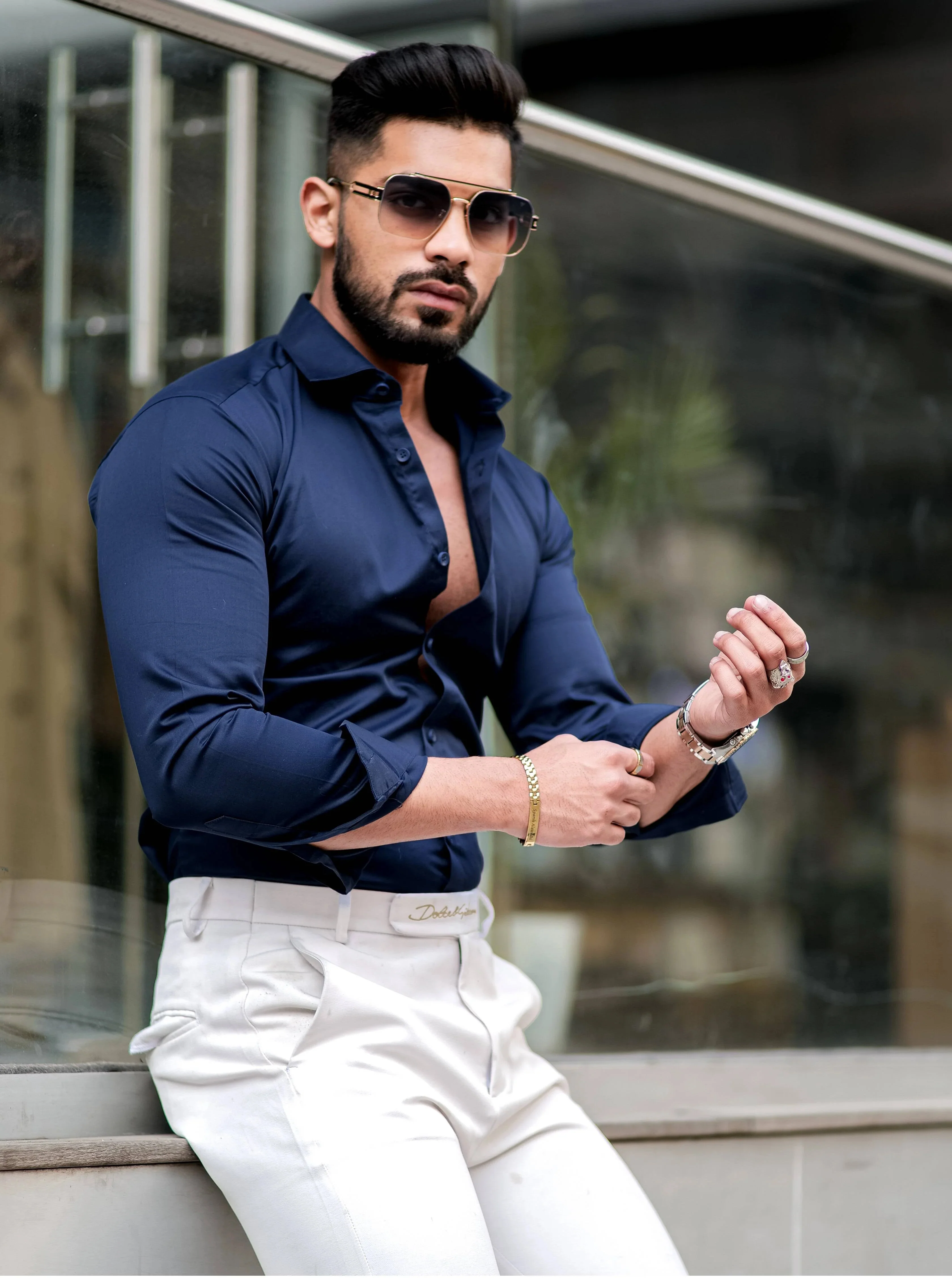 FORMY NAVY LUXURY SATIN COTTON SHIRT FOR MEN'S - Image 5