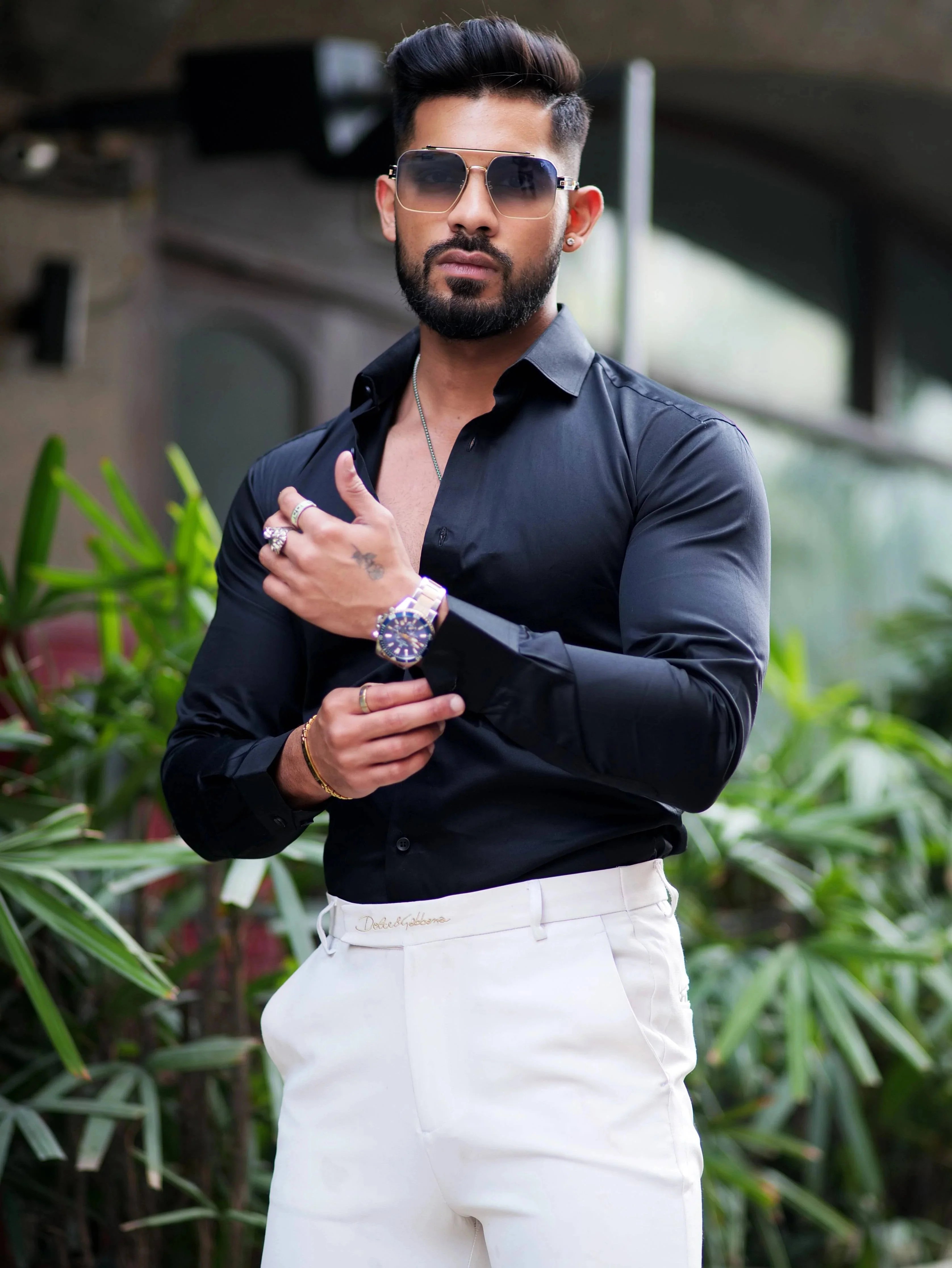 FORMY NIGHT BLACK LUXURY SATIN COTTON SHIRT FOR MEN'S - Image 2