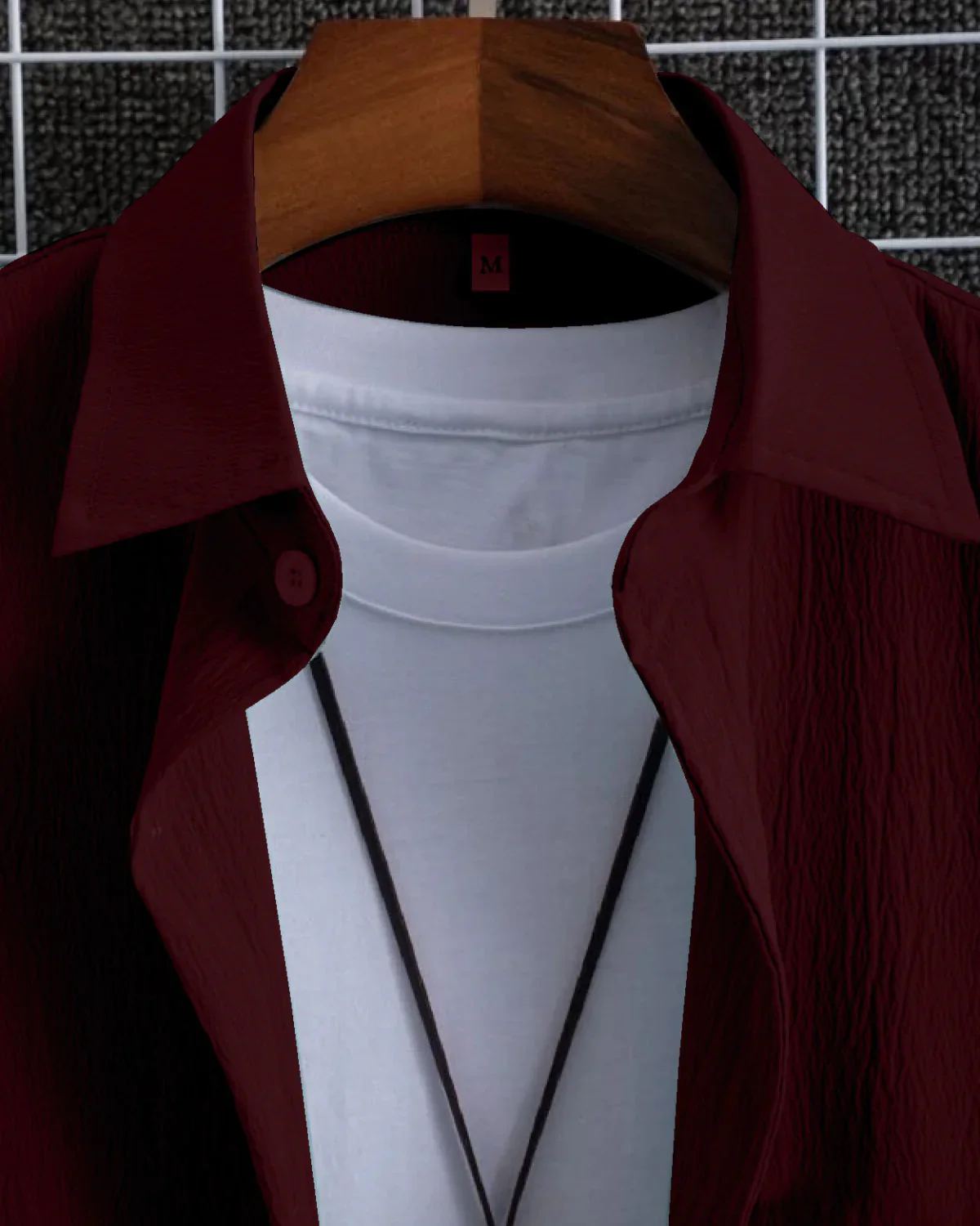 Glittering Maroon Seersucker Half Sleeve Shirt - Image 3