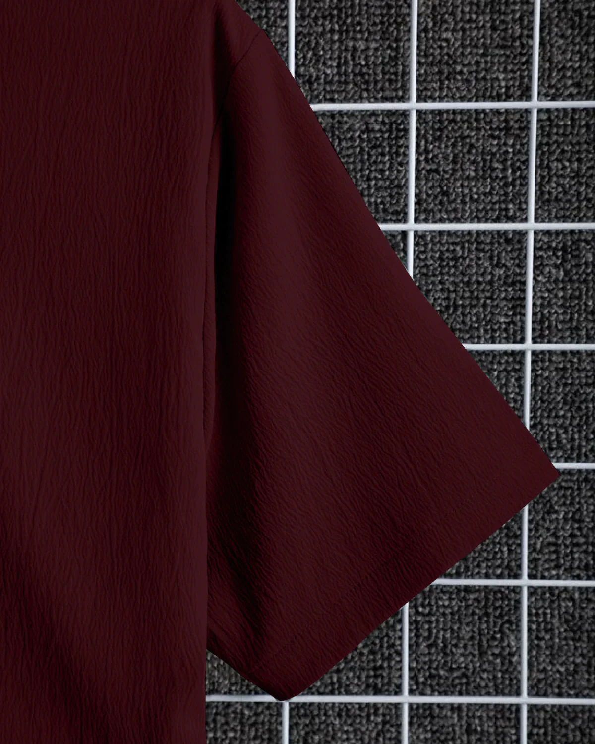 Glittering Maroon Seersucker Half Sleeve Shirt - Image 4
