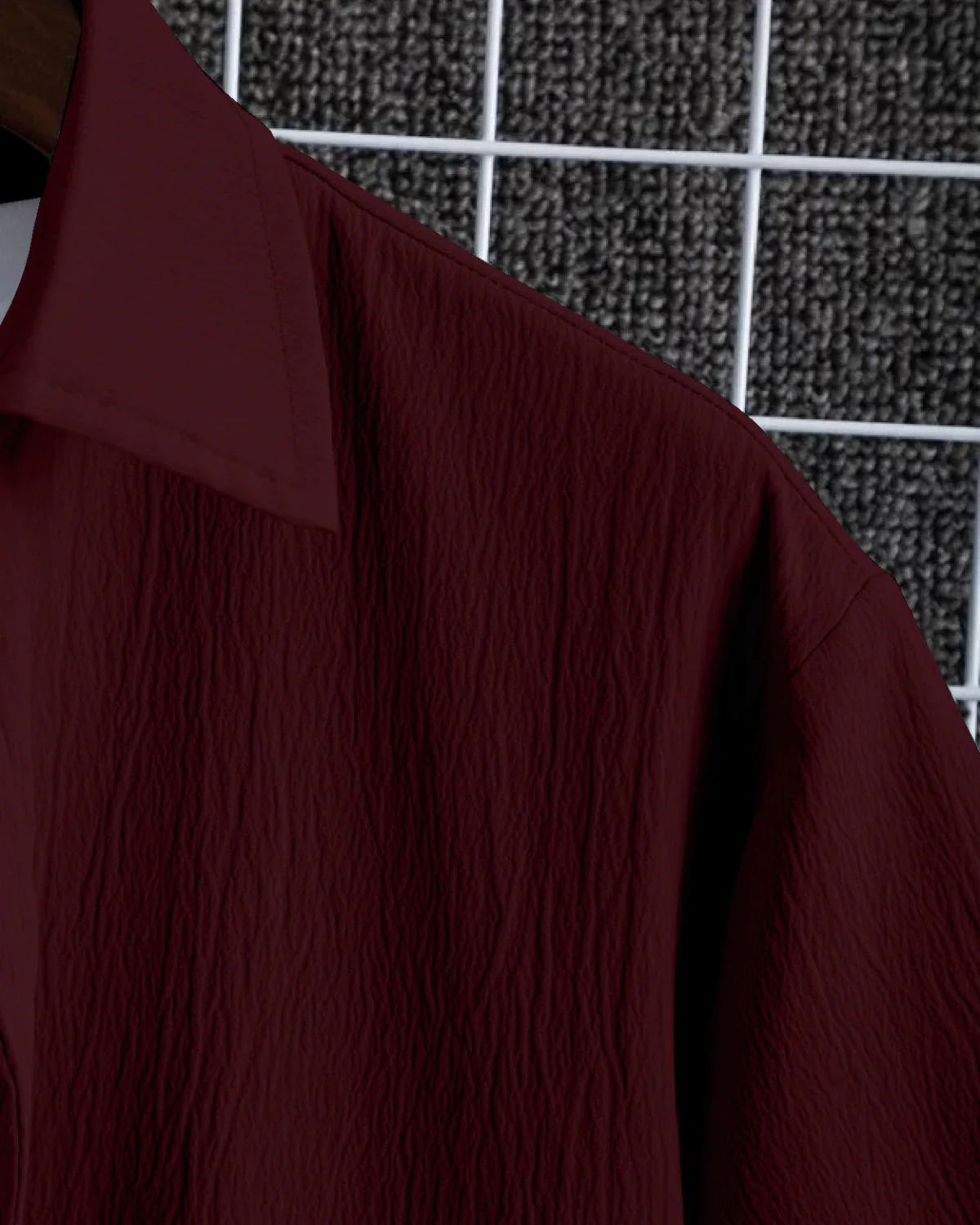 Glittering Maroon Seersucker Half Sleeve Shirt - Image 5
