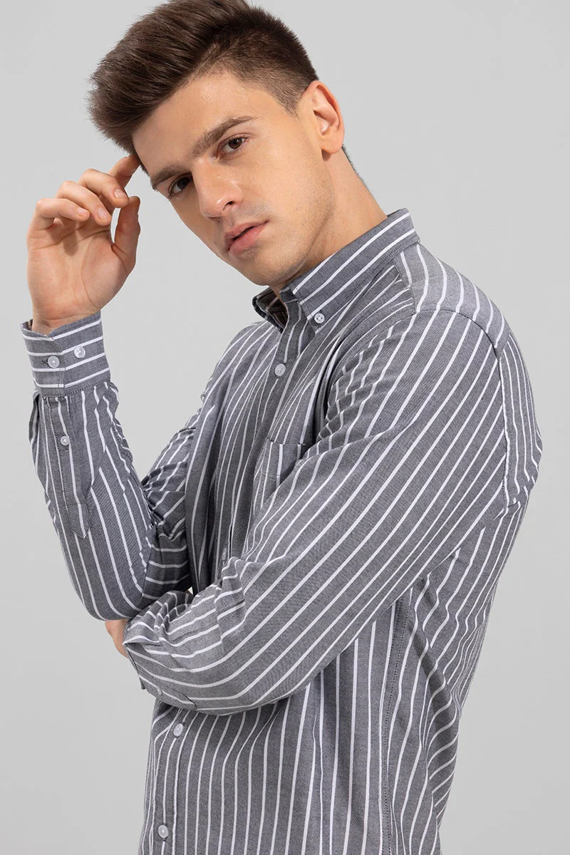 Grey Color Lining Shirt for Men - Image 3