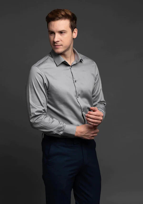 Grey Soft Luxury Formal Shirt For Men's - Image 2