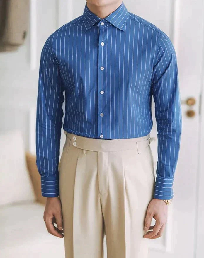 ITALIAN CRUSH BLUE FULL SLEEVE SHIRT - Image 3