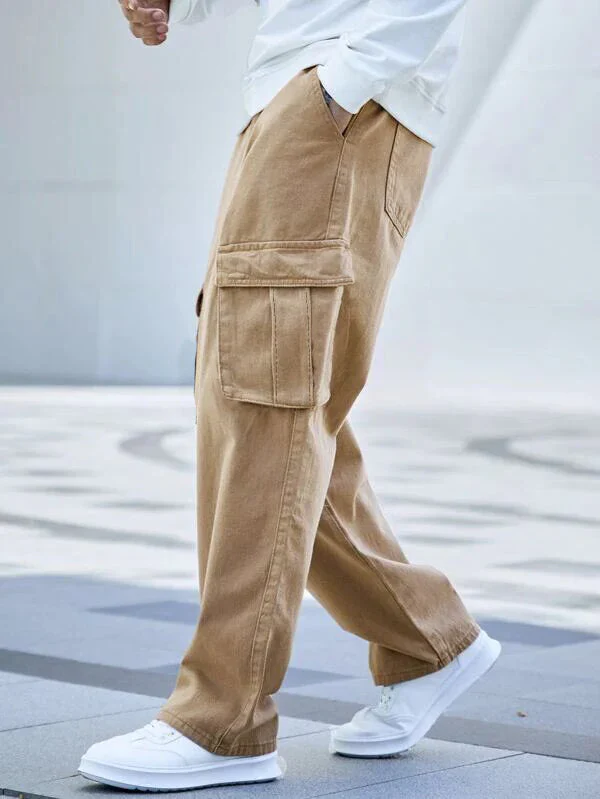 LIGHT BROWN BAGGY CARGO JEANS - UNLEASH YOUR UNIQUE STYLE - Image 3