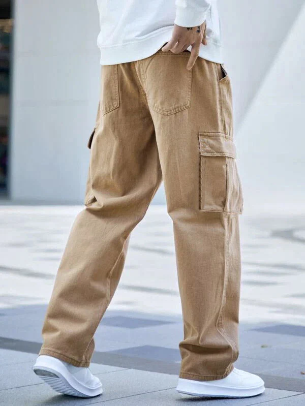 LIGHT BROWN BAGGY CARGO JEANS - UNLEASH YOUR UNIQUE STYLE - Image 4