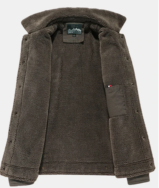 Mens Winter Windproof Multi Pockets Zipper Thicken Loose Comfy Warm Jacket - Image 2