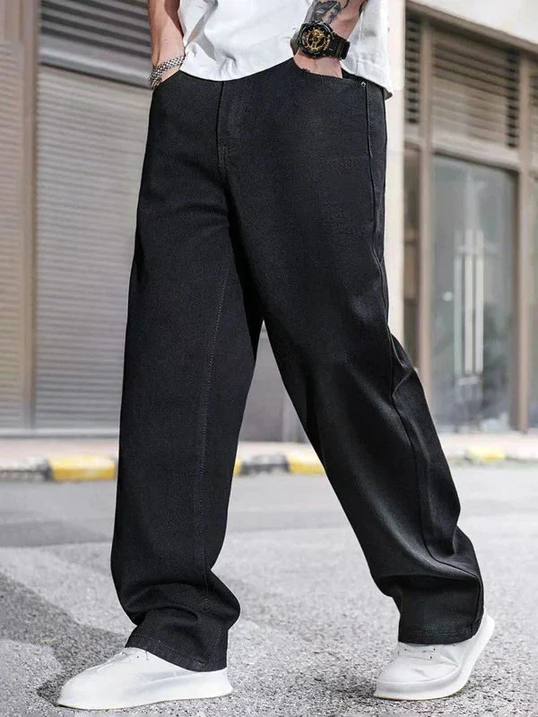 MIDNIGHT BLACK BAGGY FIT RIGID JEANS - Image 3