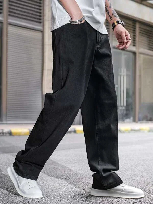 MIDNIGHT BLACK BAGGY FIT RIGID JEANS - Image 4