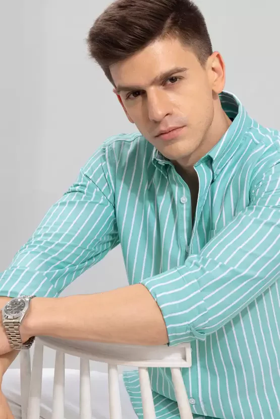 Mint Green Lining Shirt for Men - Image 2