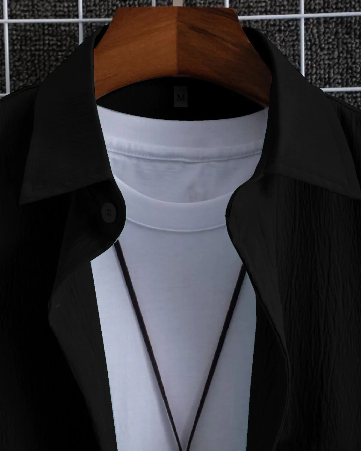 Quintessential Black Seersucker Half Sleeve Shirt - Image 3