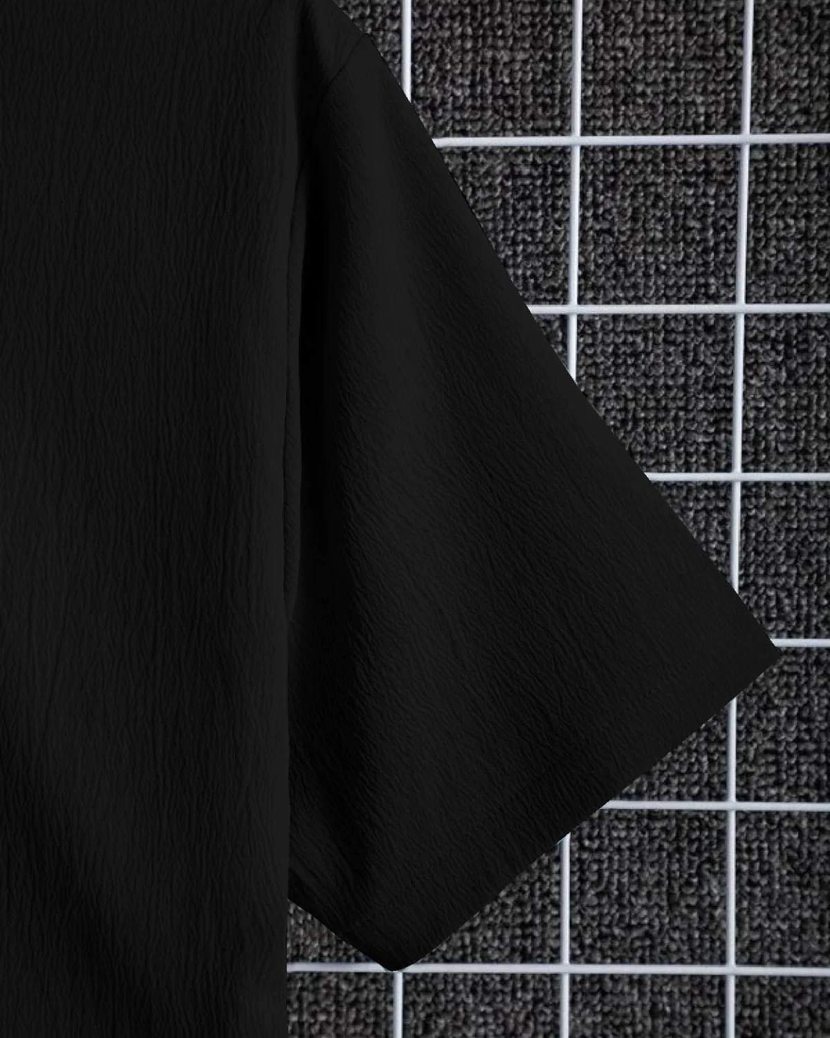 Quintessential Black Seersucker Half Sleeve Shirt - Image 4