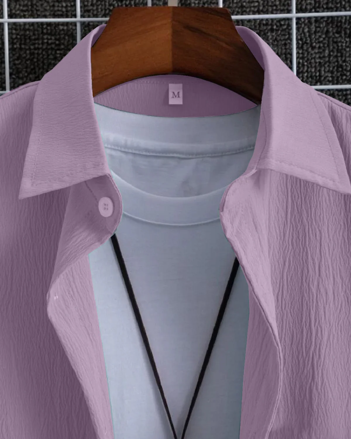 Sensational Lavender Seersucker Half Sleeve Shirt - Image 3