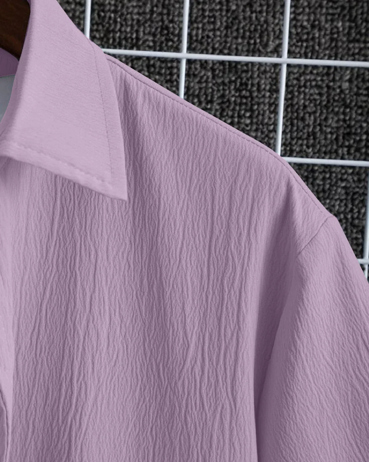 Sensational Lavender Seersucker Half Sleeve Shirt - Image 5