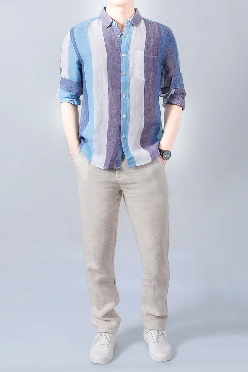 Sky Blue And White Colour Summer Shirt - Image 5