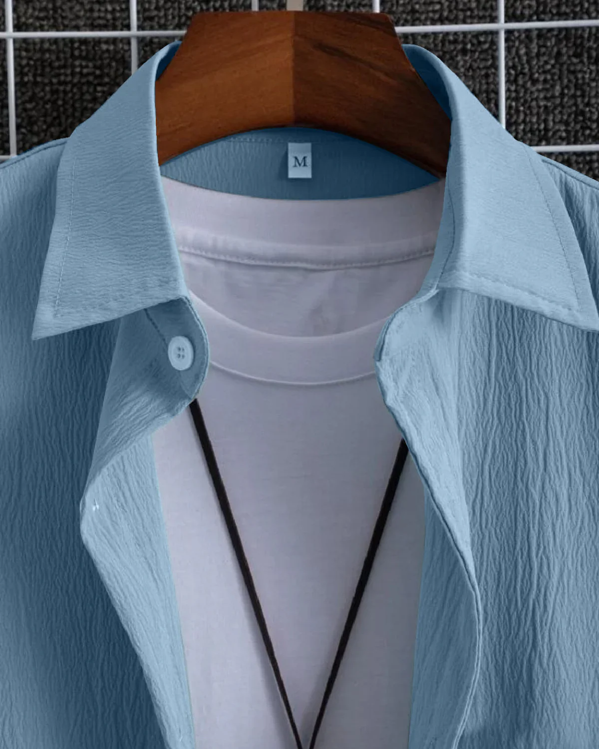 Sumptuous Blue Seersucker Half Sleeve Shirt - Image 3