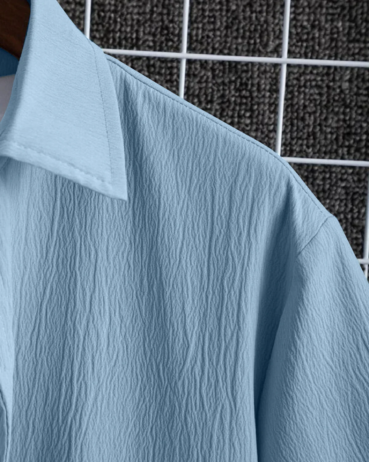 Sumptuous Blue Seersucker Half Sleeve Shirt - Image 5