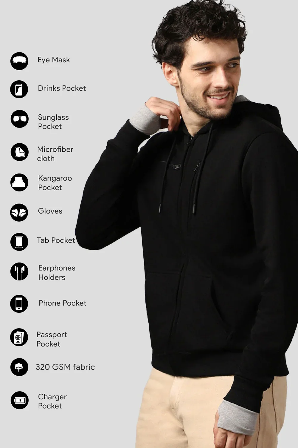 Wanderer - Travel Hoodie [Black] - Image 2