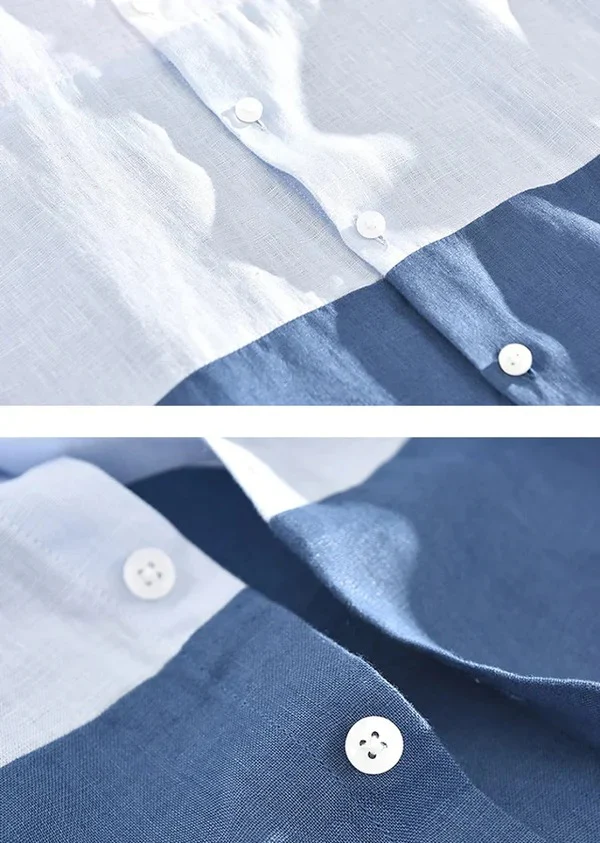 White And Blue Color Men's Shirt Casual - Image 3