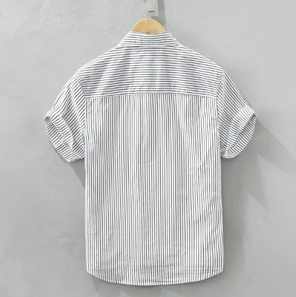 White & Blue Lining Casual Shirt For Men - Image 3