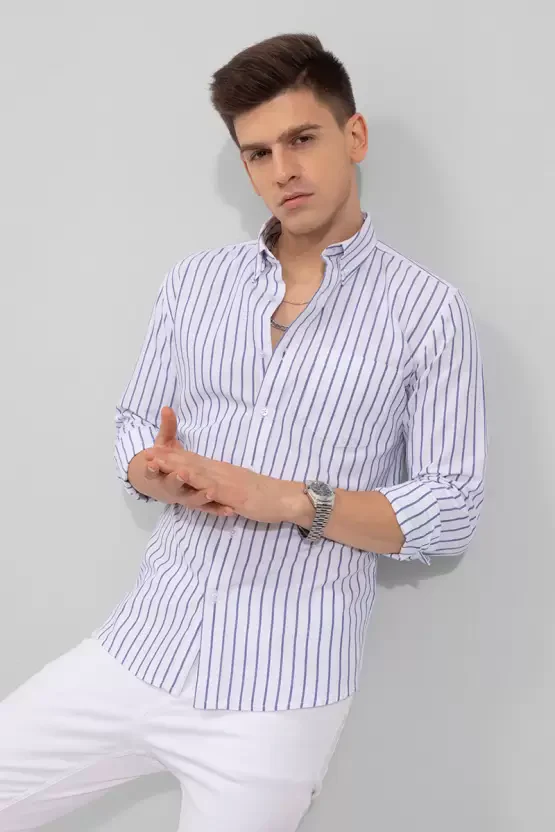 White Color Lining Shirt for Men - Image 2